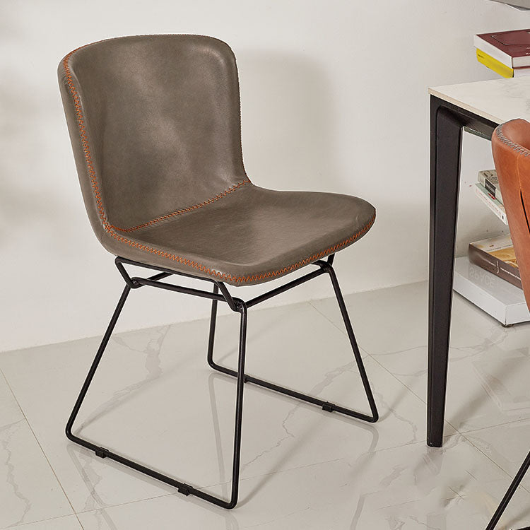 Silla de comedor de estilo moderno, silla auxiliar sin brazos con patas de metal para cocina (juego de 2)
