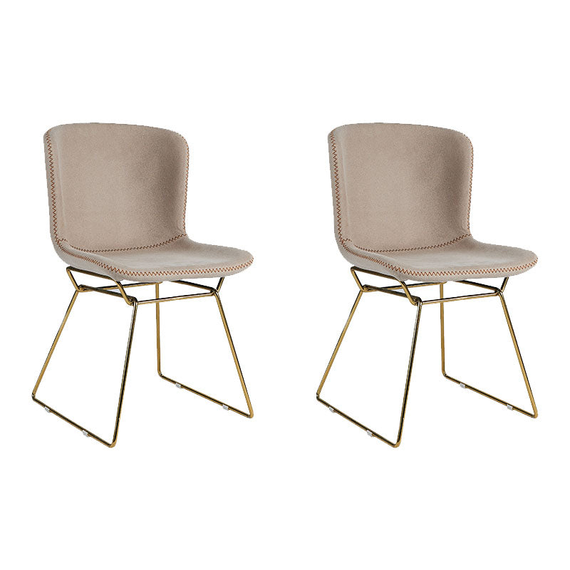 Silla de comedor de estilo moderno, silla auxiliar sin brazos con patas de metal para cocina (juego de 2)