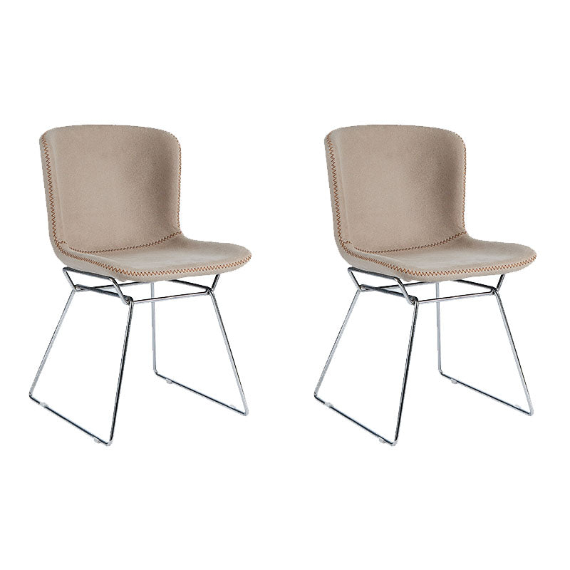 Silla de comedor de estilo moderno, silla auxiliar sin brazos con patas de metal para cocina (juego de 2)