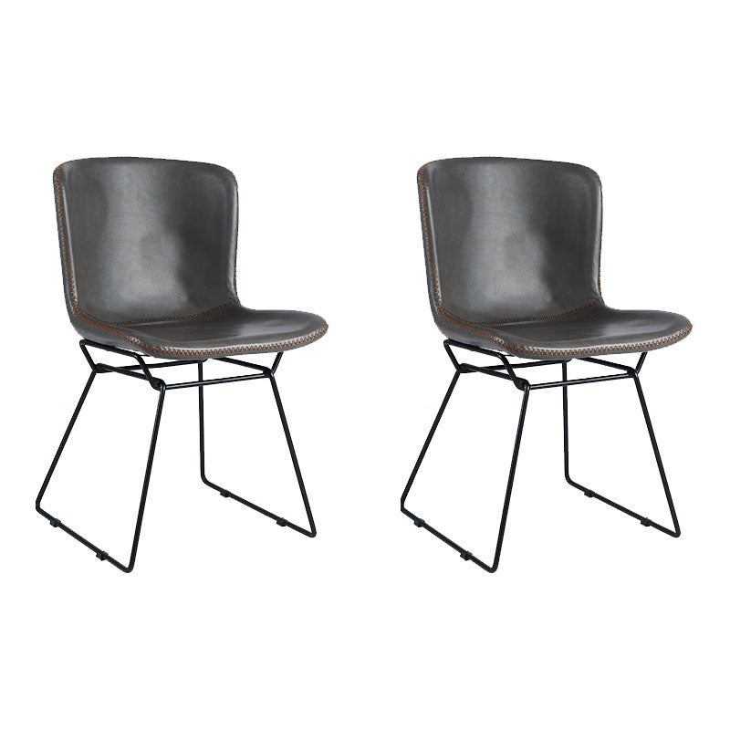Silla de comedor de estilo moderno, silla auxiliar sin brazos con patas de metal para cocina (juego de 2)