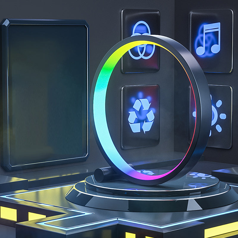 Metal Circle Table Lamp Nordic RGB Musical Rhythm Desk Lamp for Bedroom