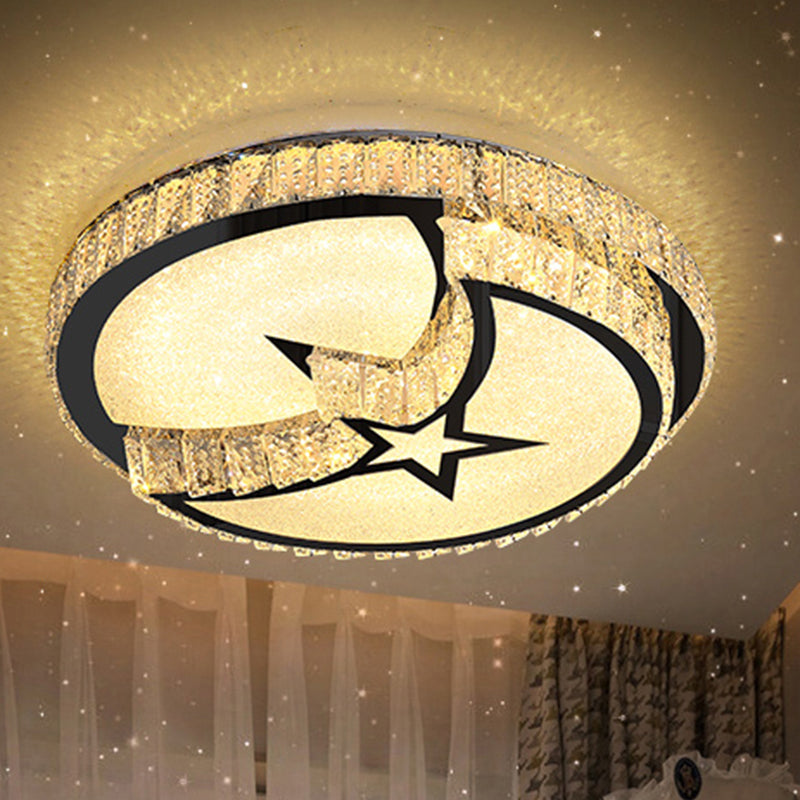 Circle Bedroom Ceiling Light Crystal LED Modern Flush Mount Ceiling Lamp Fixture