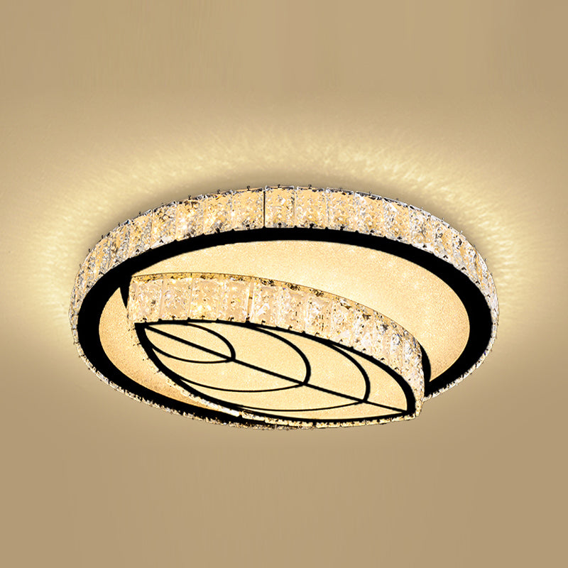 Círculo dormitorio luz de techo cristal LED moderno montaje empotrado lámpara de techo