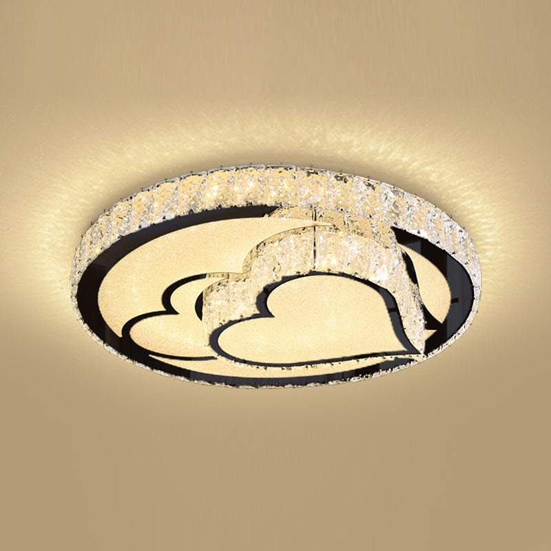 Circle Bedroom Ceiling Light Crystal LED Modern Flush Mount Ceiling Lamp Fixture