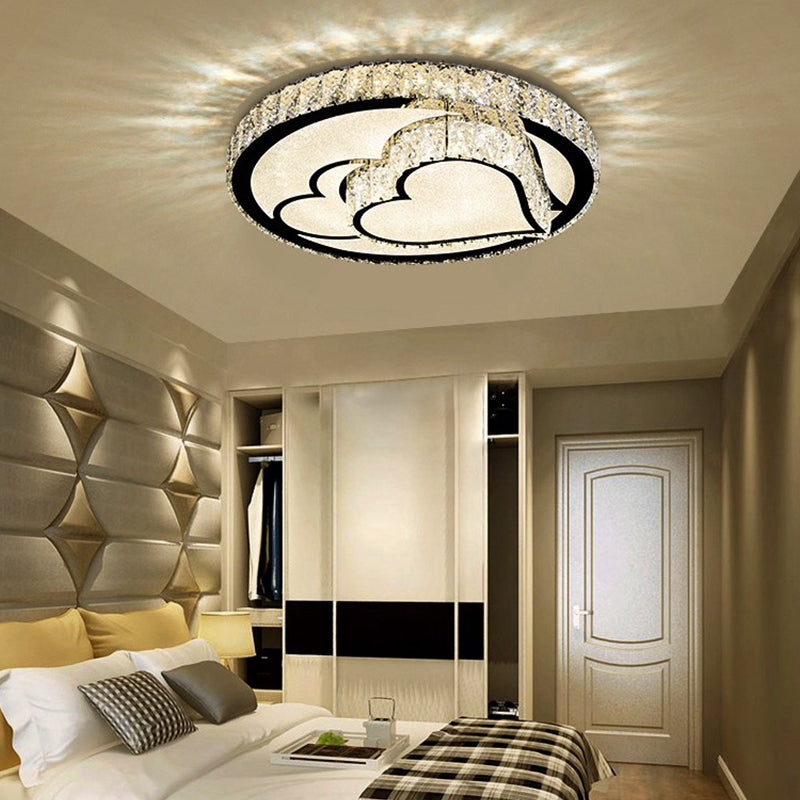 Círculo dormitorio luz de techo cristal LED moderno montaje empotrado lámpara de techo
