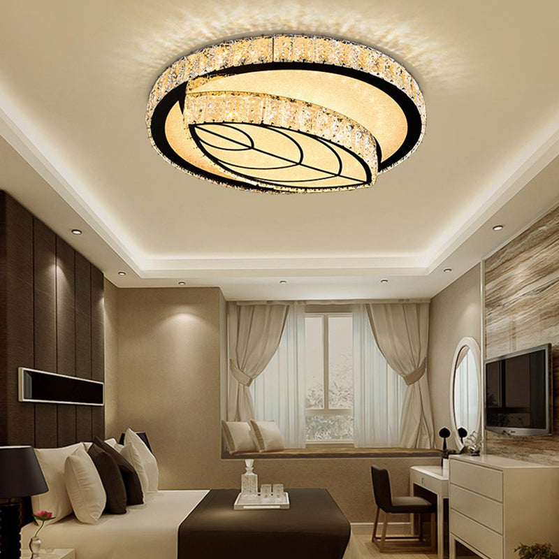 Circle Bedroom Ceiling Light Crystal LED Modern Flush Mount Ceiling Lamp Fixture