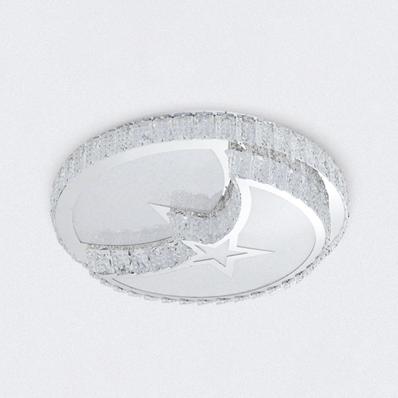 Circle Bedroom Ceiling Light Crystal LED Modern Flush Mount Ceiling Lamp Fixture