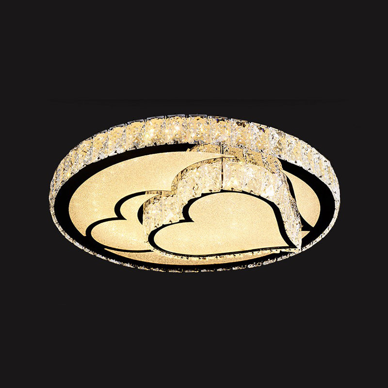 Circle Bedroom Ceiling Light Crystal LED Modern Flush Mount Ceiling Lamp Fixture