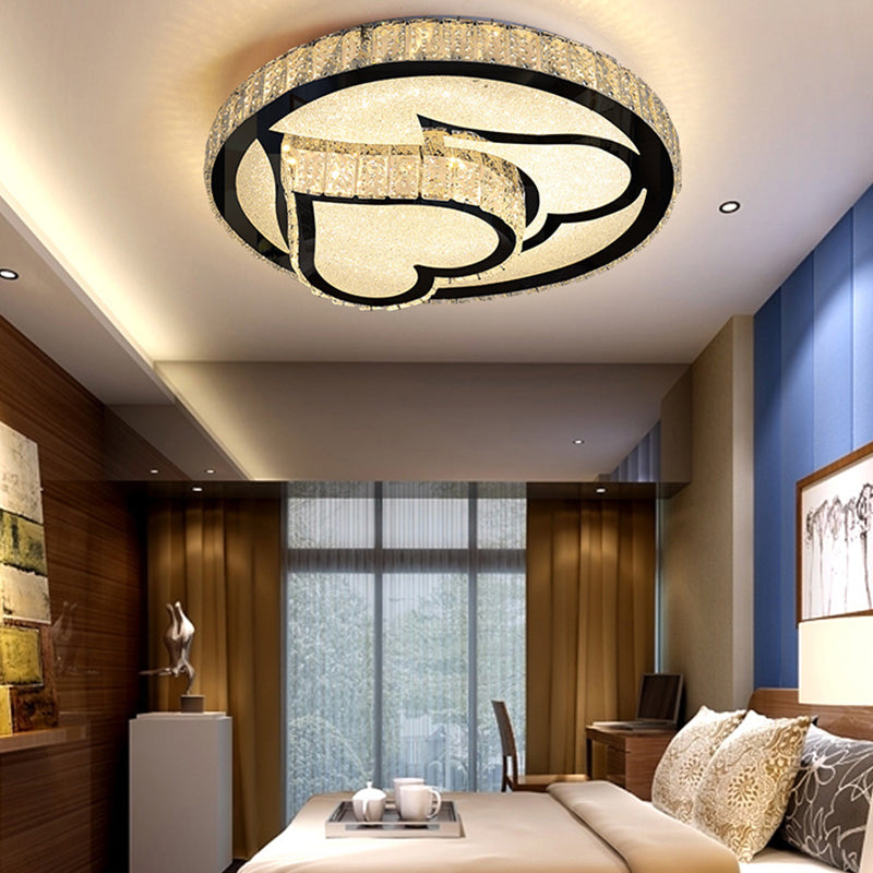 Circle Bedroom Ceiling Light Crystal LED Modern Flush Mount Ceiling Lamp Fixture
