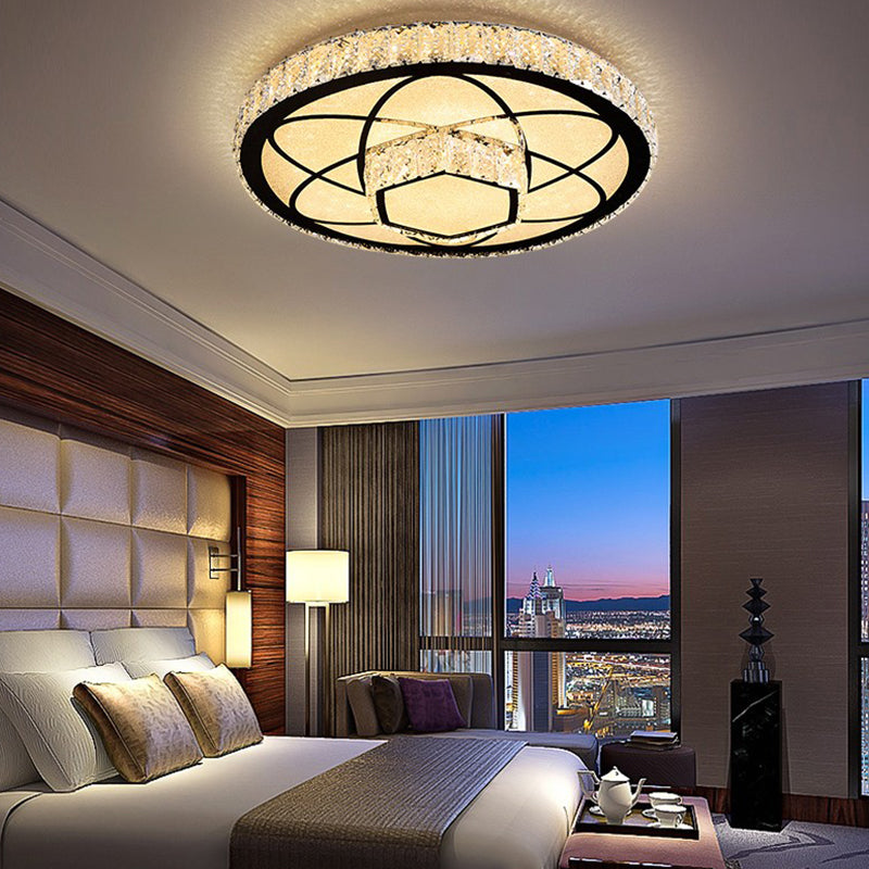 Circle Bedroom Ceiling Light Crystal LED Modern Flush Mount Ceiling Lamp Fixture