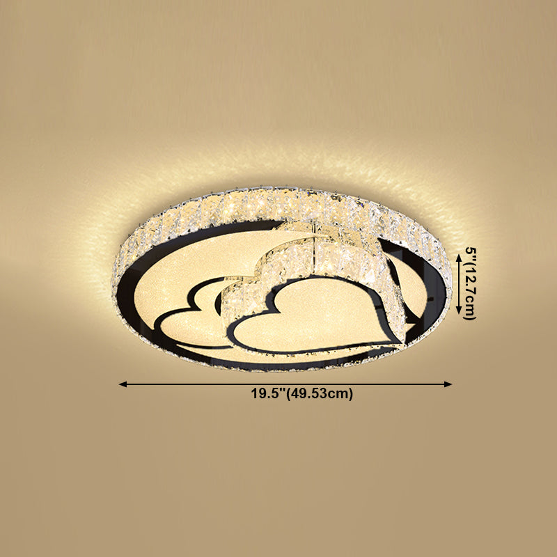Circle Bedroom Ceiling Light Crystal LED Modern Flush Mount Ceiling Lamp Fixture
