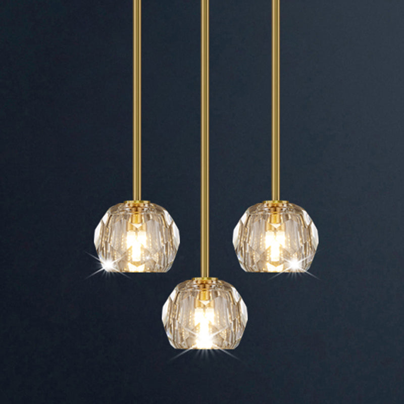 1 Lichthängeleuchte moderne Globus-Federlampe mit klarem Kristallschatten