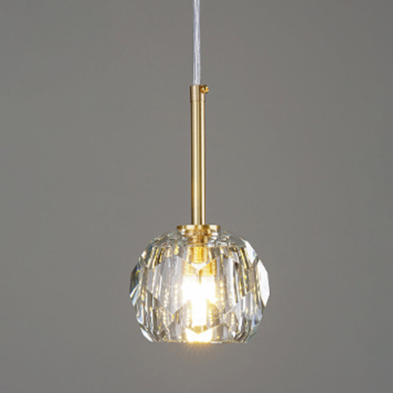 1 Lichthängeleuchte moderne Globus-Federlampe mit klarem Kristallschatten