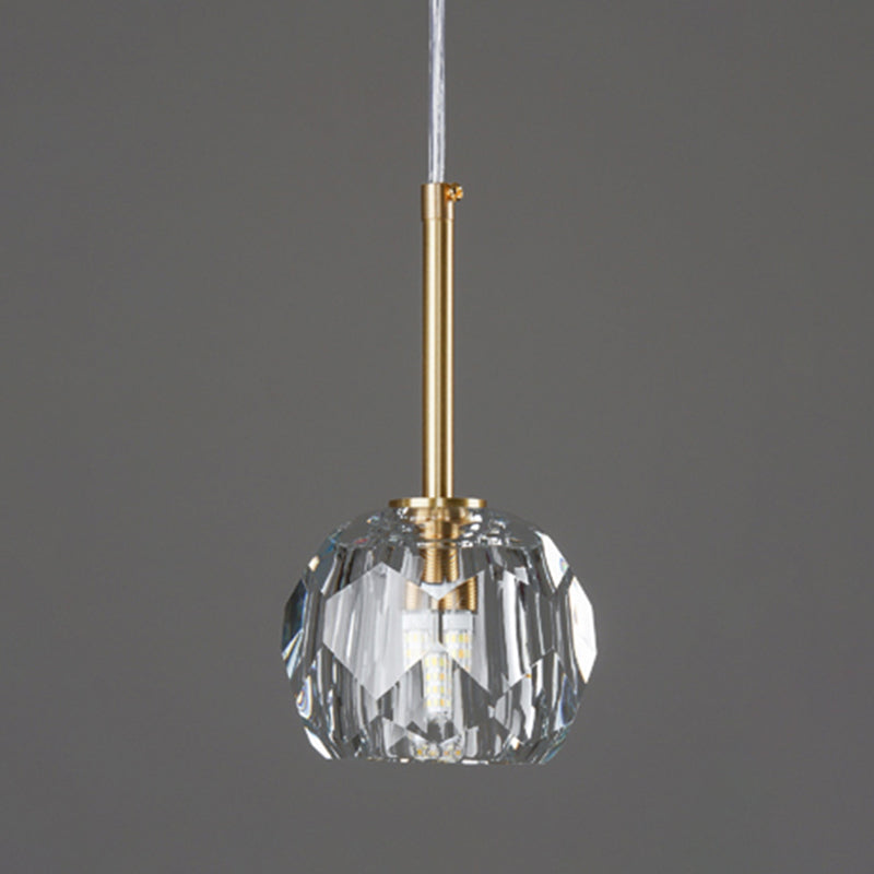 1 Lichthängeleuchte moderne Globus-Federlampe mit klarem Kristallschatten