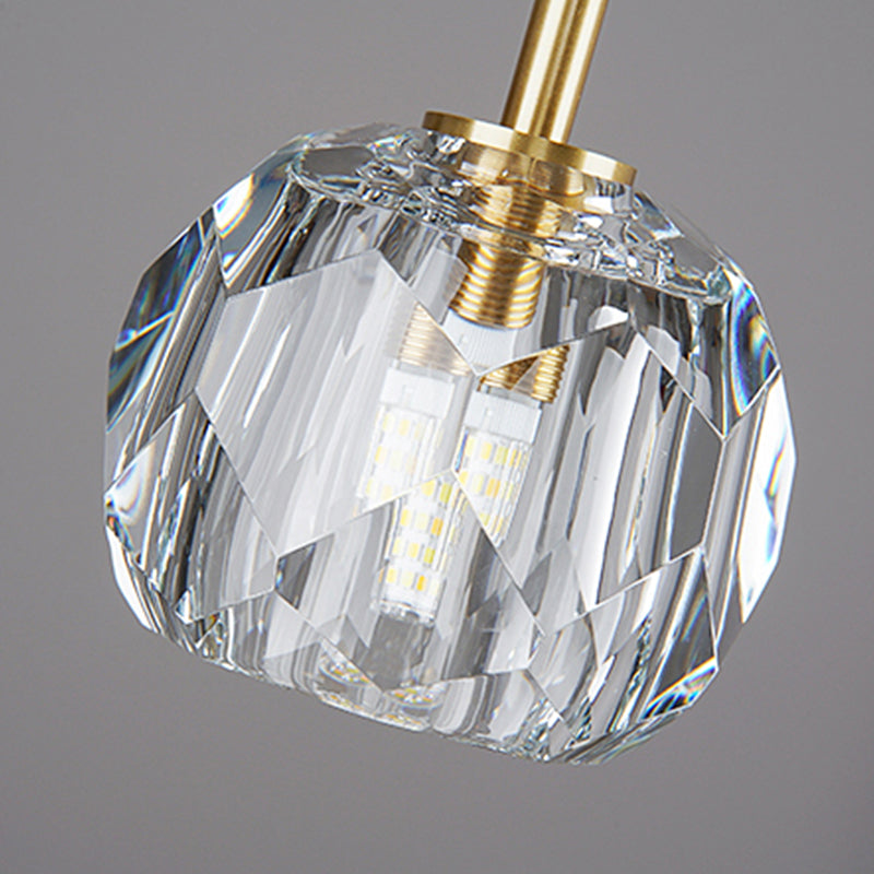 1 Lichthängeleuchte moderne Globus-Federlampe mit klarem Kristallschatten