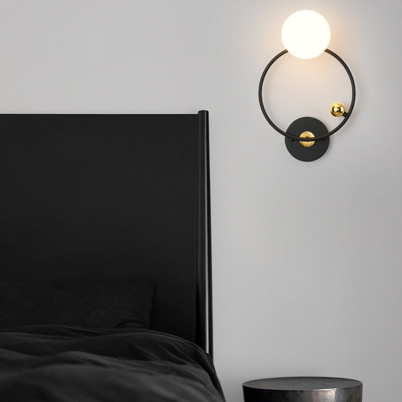 Luz de pared de noche después del minimalismo moderno de una cabeza iluminación de montaje de pared negro