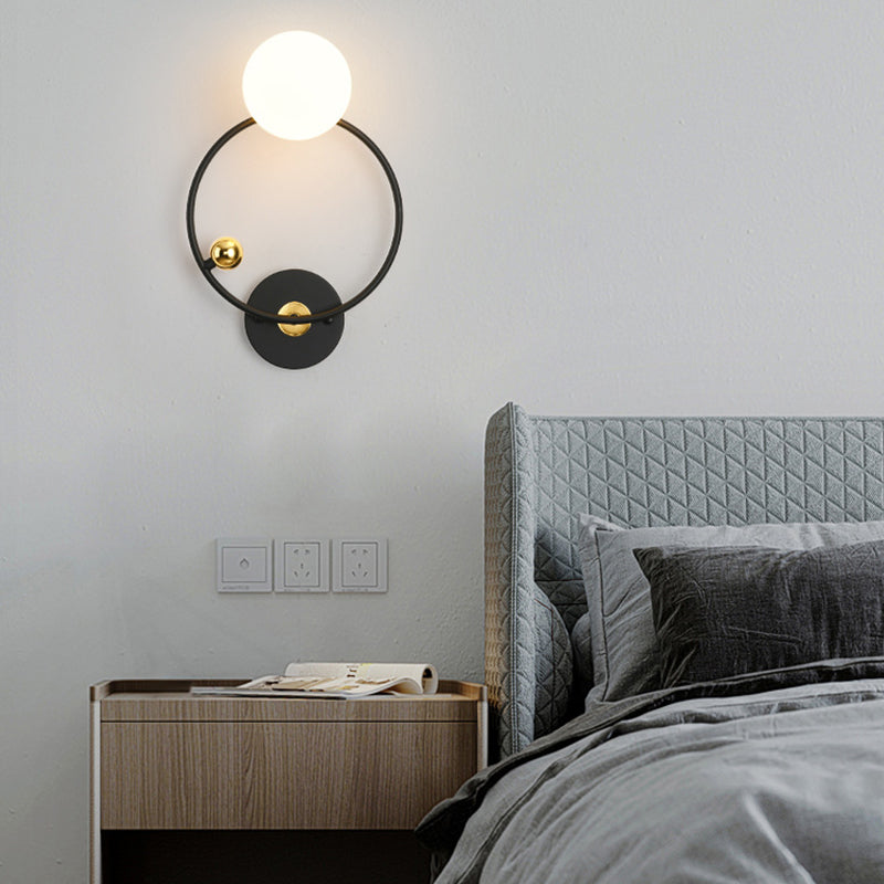 Luz de pared de noche después del minimalismo moderno de una cabeza iluminación de montaje de pared negro