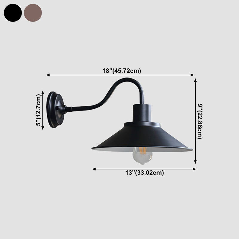 Cone Shaped Wall Lighting Fixture Industrial-Style Metal Outdoor Sconce Light Fixture