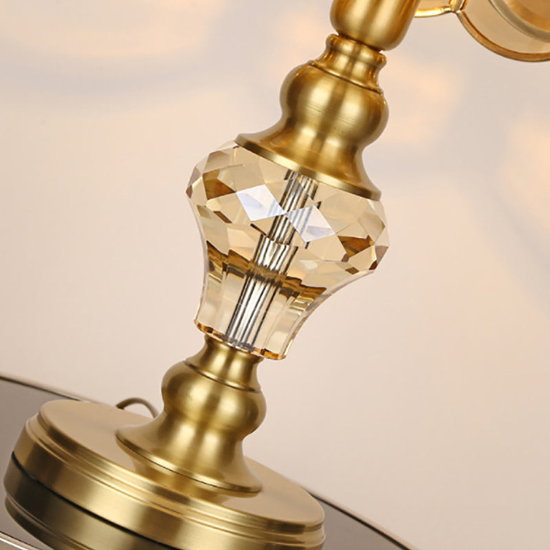 American Brass Table Lamp Flower Shape Table Light with Glass for Bedroom