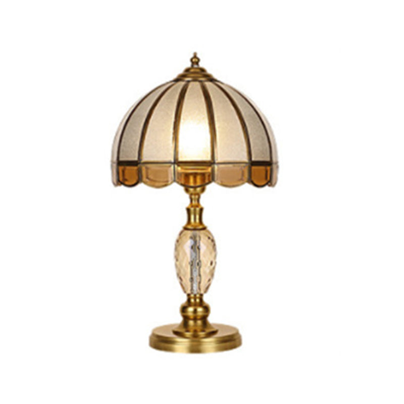 American Brass Table Lamp Flower Shape Table Light with Glass for Bedroom