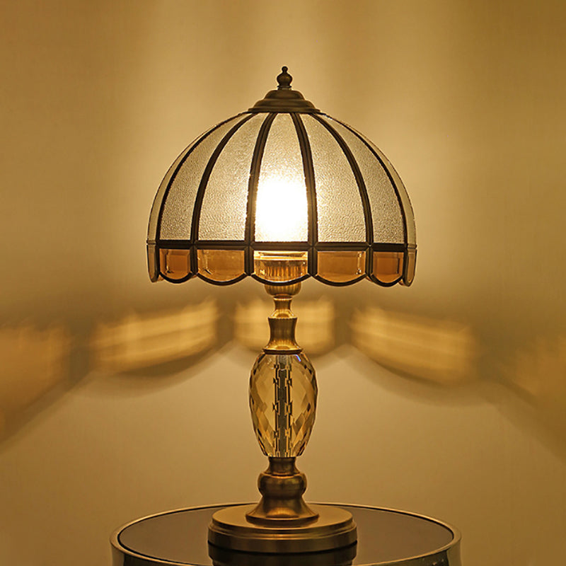 American Brass Table Lamp Flower Shape Table Light with Glass for Bedroom