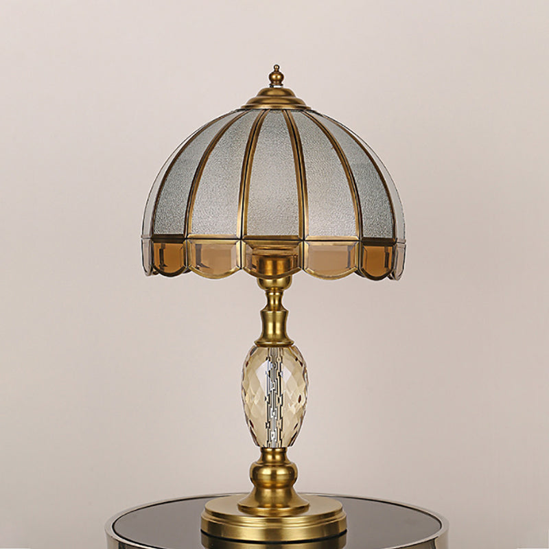 American Brass Table Lamp Flower Shape Table Light with Glass for Bedroom