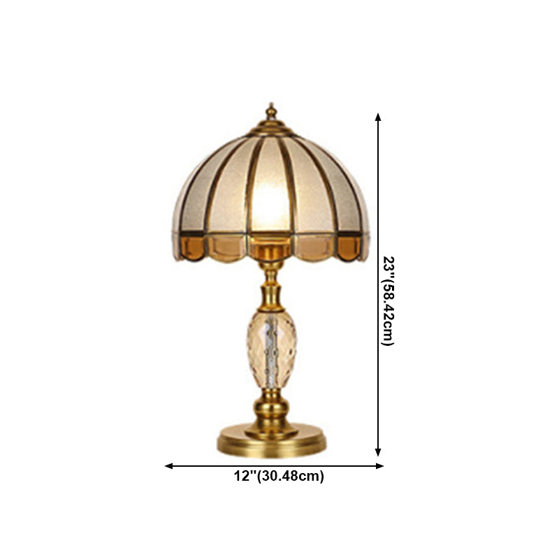 American Brass Table Lamp Flower Shape Table Light with Glass for Bedroom