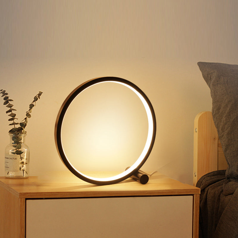 Lampada da tavolo circolare in alluminio Lampada da scrivania Nordic Touching Switch a 1 luce per camera da letto