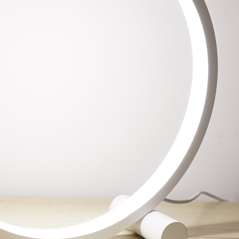Lampada da tavolo circolare in alluminio Lampada da scrivania Nordic Touching Switch a 1 luce per camera da letto