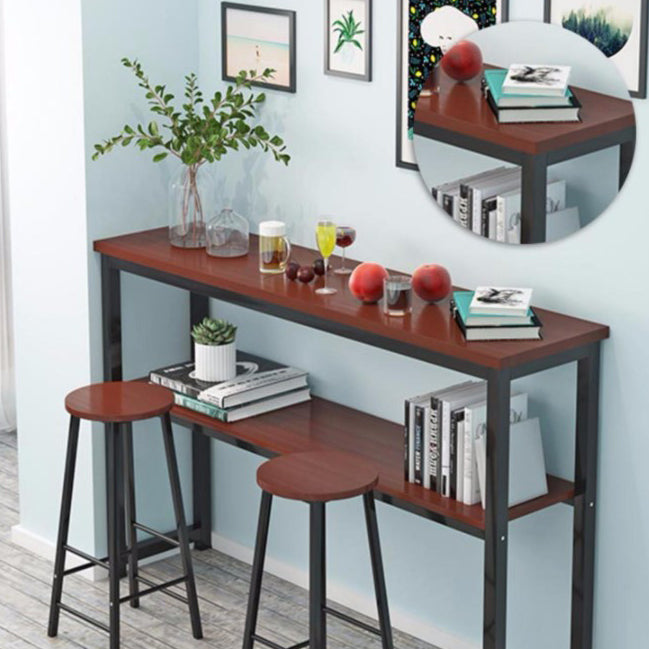 Industrial Style 40-inch Bar Table Wood Top Pub Table with Metal Base(only table)