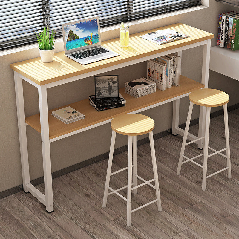 Industrial Style 40-inch Bar Table Wood Top Pub Table with Metal Base(only table)