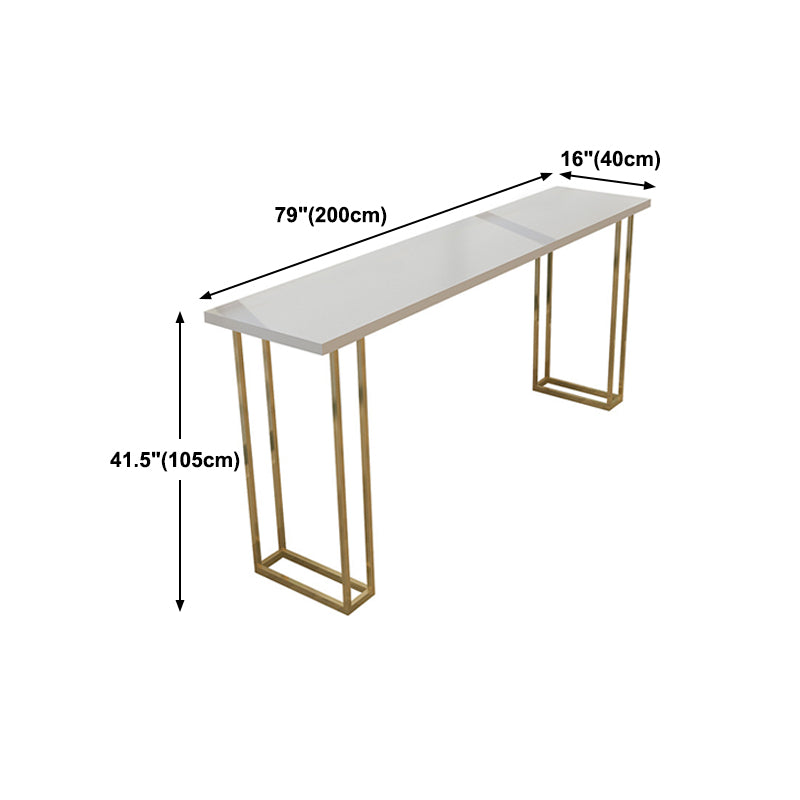 Mesa de barra de barra de estilo nórdico mesa de pub de pino con base de oro para comedor