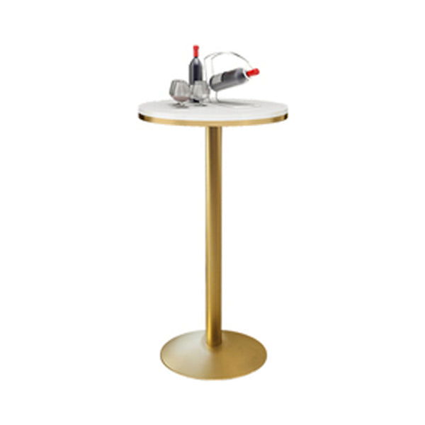 Glam Style Gold Iron Bar Table 19.6 "W Top bistro en marbre supérieur avec piédestal avec piédestal