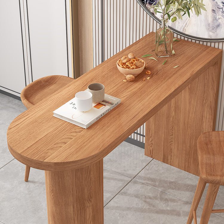 Industrial 41.3"H Bar Table Brown Wood Specialty Top Bistro Table with Double Pedestal