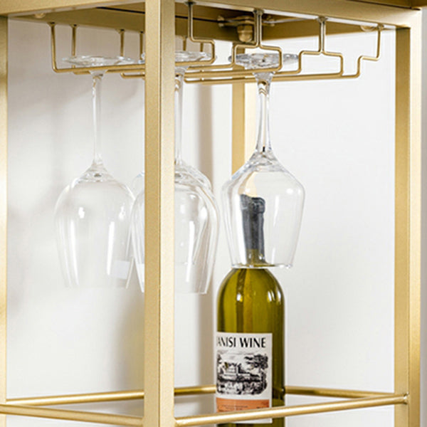 Glam White Stone Bar Dining Table Gold Iron Double Pedestal Bistro Table with Shelve