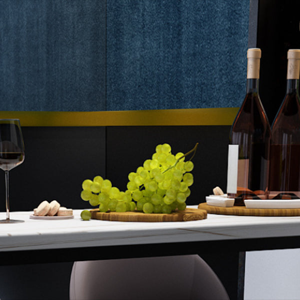 Stone Indoor Industrial Bar Dining Table Black Double Pedestal Bistro Table with Shelve