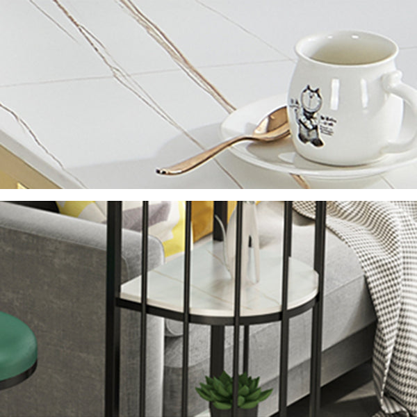 Stone Industrial Bar Dining Table Double Pedestal Bistro Table with Shelve (only table)