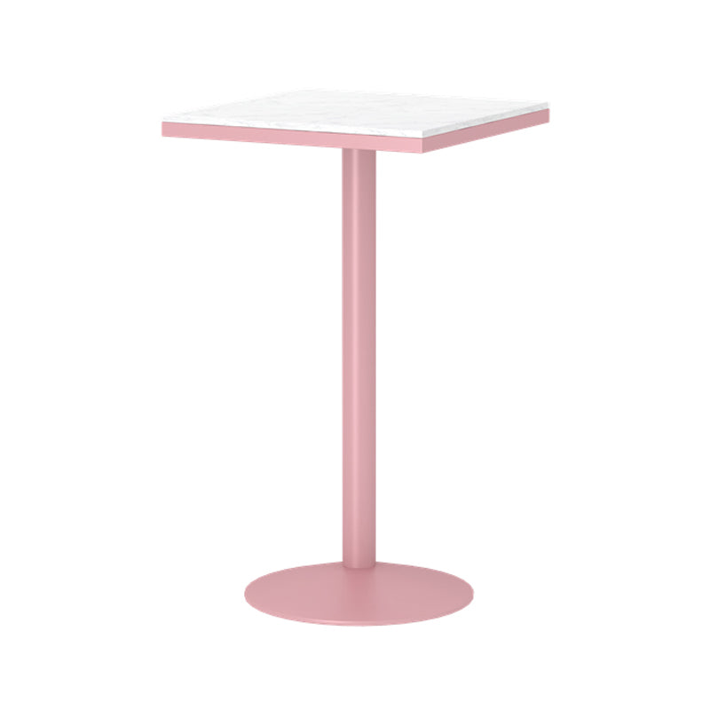 Industrial Style Pink Bar Table Marble White 23.6"W Top Indoor Bistro Table