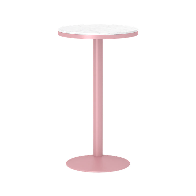 Industrial Style Pink Bar Table Marble White 23.6"W Top Indoor Bistro Table
