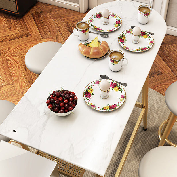 Stone Indoor Glam Bar Mesa de comedor Iron Table de bistro de cuatro piernas con reposapiés