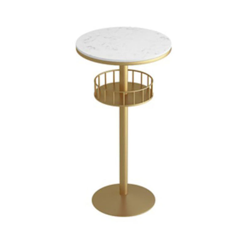 Glam Style Marble Bar Table 42-inch Height Metal Base Bistro Table