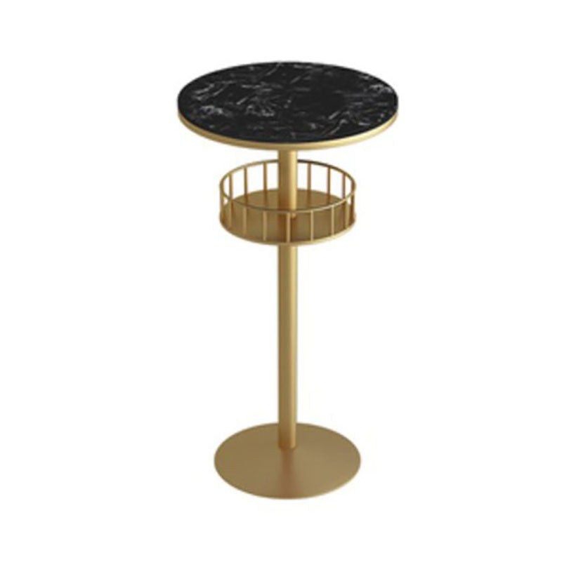 Glam Style Marble Bar Table 42-inch Height Metal Base Bistro Table