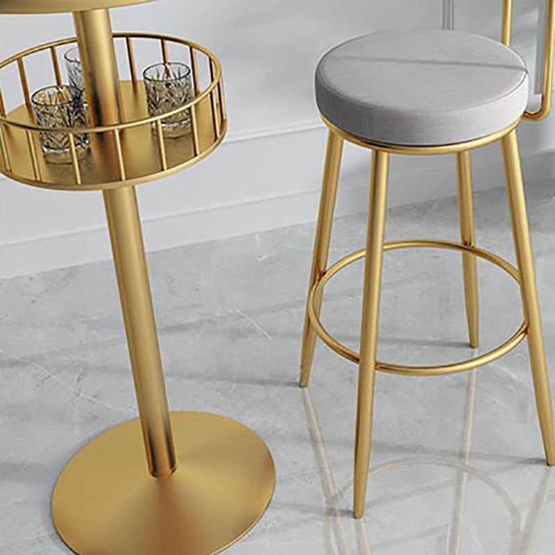 Glam Style Marble Bar Table 42-inch Height Metal Base Bistro Table