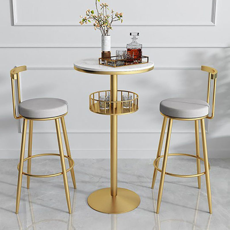 Glam Style Marble Bar Table 42-inch Height Metal Base Bistro Table