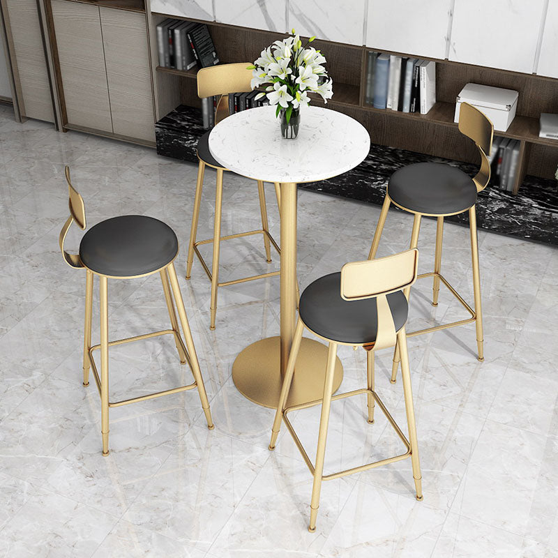 Table de bar en marbre Glam Style Gold Base Bistro Table pour intérieur