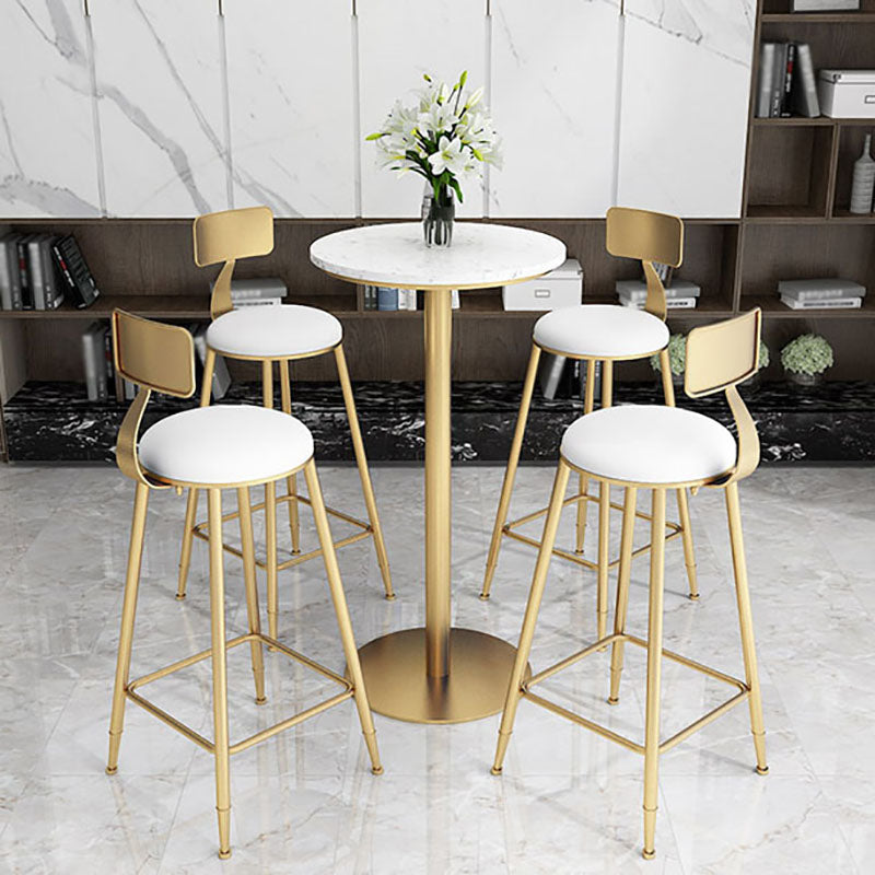 Table de bar en marbre Glam Style Gold Base Bistro Table pour intérieur