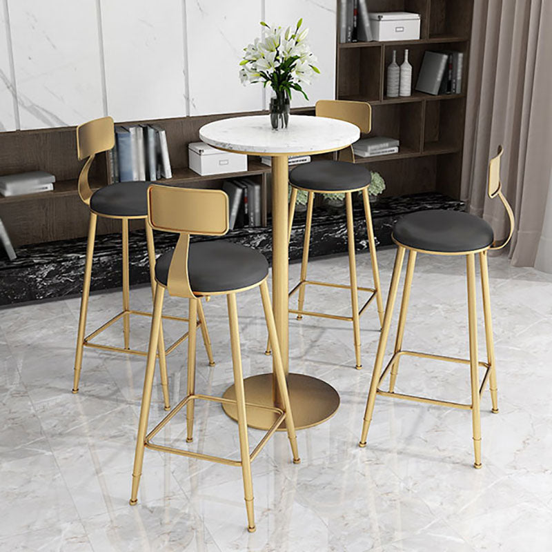 Table de bar en marbre Glam Style Gold Base Bistro Table pour intérieur