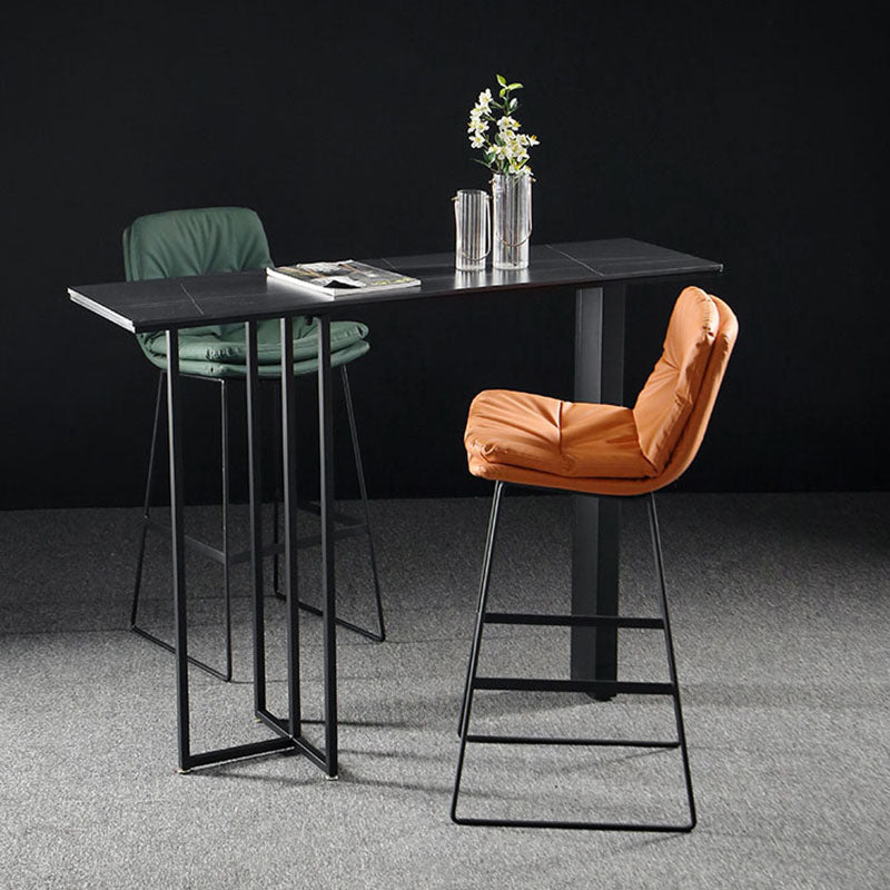 Industrial Rectangle Top Counter Table Marble Top 42-inch Height Table