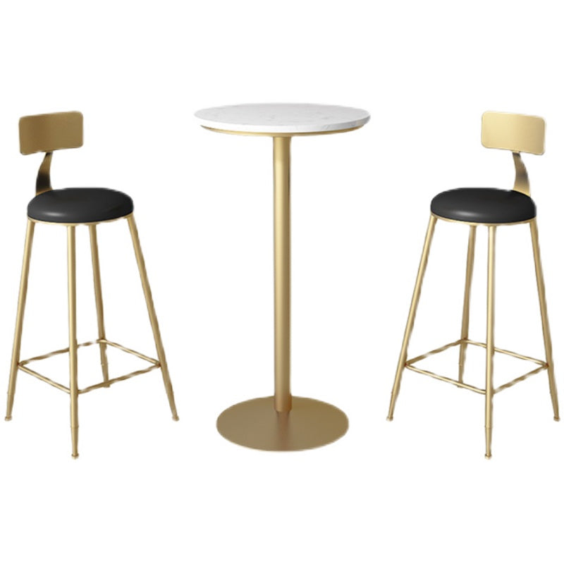 Nordic Marble Bar Table 42-inch Height Gold Metal Base Bistro Table