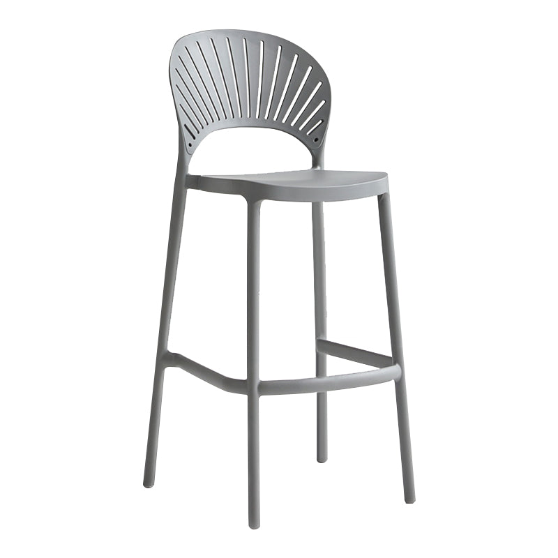 Stack-able Modern Footrest Bar Stool Low Back Plastic Rectangular Counter Stool